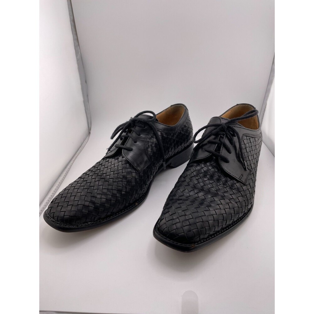 Fratelli Vero Cudio Shoe Mens Size 8.5 M Black Basketweave Lace Up Italian Shoes